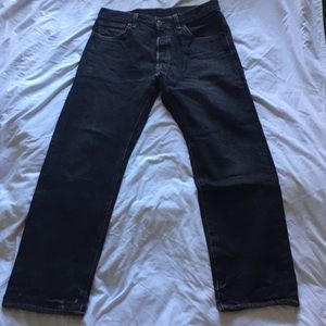 Levi’s 501 Black Tan Stitch Denim Pants sz 32 x 30